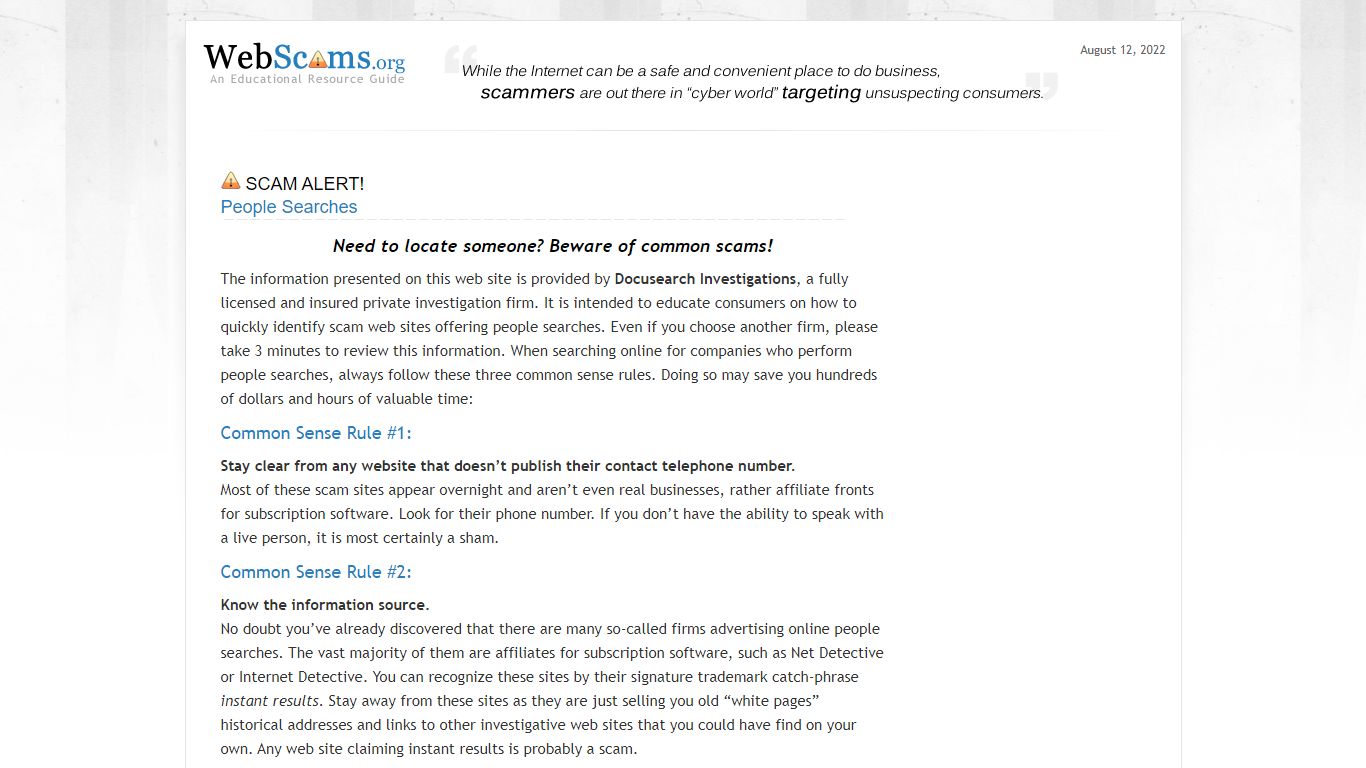 People Searches - Web Scams